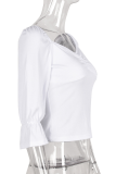 Casual Solid Patchwork Square Collar T-Shirts