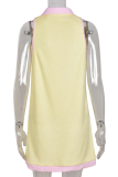 Casual Solid Patchwork Turndown Collar Straight Dresses