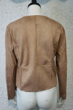 Fashion Casual Solid Patchwork Turndown Collar Outerwear