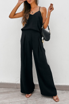 Casual Solid Patchwork Spaghetti Strap Sleeveless Two Pieces