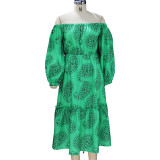 Fashion Print Printing Off the Shoulder A Line Dresses