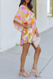Casual Print Patchwork V Neck Straight Dresses