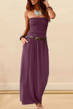Casual Solid Patchwork Strapless Waist Skirt Dresses