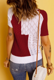 Casual Solid Patchwork O Neck Tops