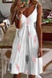 Casual Print Patchwork V Neck A Line Dresses