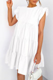 Fashion Sweet Solid Patchwork O Neck Princess Dresses