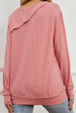 Casual Solid Patchwork Buckle Asymmetrical Collar Tops