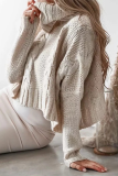 Fashion Casual Solid Patchwork Turtleneck Tops Sweater