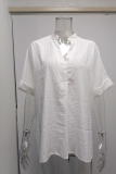 Fashion Solid Patchwork Turndown Collar Tops