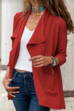 Casual Solid Patchwork Pocket Turndown Collar Outerwear