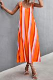 Casual Striped Patchwork Spaghetti Strap Straight Dresses