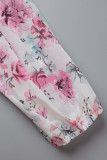 Fashion Casual Print Patchwork Turndown Collar Long Sleeve Dresses