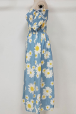 Elegant Floral Fold Stringy Selvedge Off the Shoulder A Line Dresses