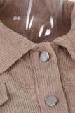 Fashion Casual Solid Pocket Buckle Turndown Collar Outerwear