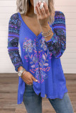 Fashion Casual Print Patchwork V Neck T-Shirts