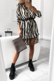 Casual Print Patchwork V Neck Straight Dresses