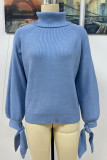 Casual Solid Frenulum O Neck Sweaters