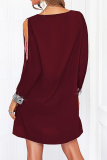 Casual Solid Sequins Patchwork V Neck Pencil Skirt Dresses