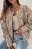 Casual Plaid Patchwork Turndown Collar Outerwear