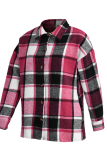 Casual Plaid Patchwork Turndown Collar Tops