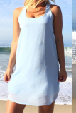 Casual Solid Patchwork O Neck Straight Dresses