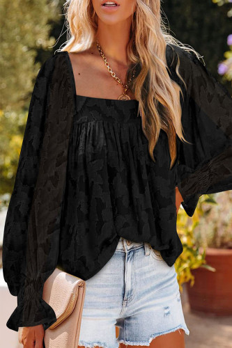 Fashion Elegant Print Patchwork Square Collar Tops