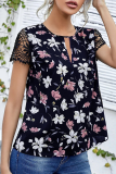Casual Elegant Floral Lace Patchwork O Neck Tops