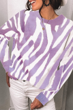Street Striped Patchwork Contrast O Neck Tops