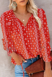 Casual Elegant Print Patchwork Frenulum V Neck Tops