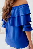 Fashion Solid Flounce Off the Shoulder Tops
