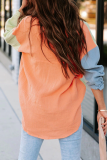 Casual Solid Patchwork Turndown Collar Tops