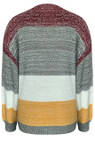 Casual Sweet Color Block Patchwork V Neck Tops
