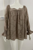 Fashion Elegant Print Patchwork Square Collar Tops