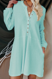 Casual Solid Patchwork Buckle A Line Dresses