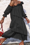 Fashion Street Solid Patchwork Off the Shoulder Irregular Dress Dresses