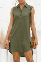 Fashion Casual Solid Patchwork Turndown Collar Irregular Dresses