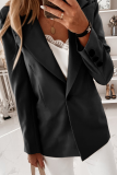 Elegant Solid Patchwork Buttons Turn-back Collar Outerwear