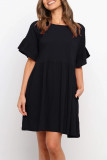 Fashion Casual Solid Patchwork O Neck Princess Dresses