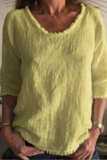 Casual Solid Patchwork U Neck Tops