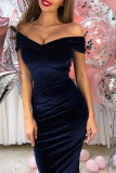 Sexy Solid Patchwork Off the Shoulder Pencil Skirt Dresses