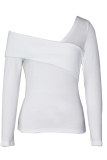 Fashion Solid Patchwork One Shoulder Low Waist Tops