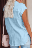 Casual Solid Patchwork Turndown Collar Tops