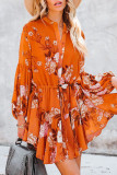 Fashion Casual Print Patchwork Turndown Collar Long Sleeve Dresses