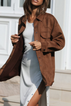 Casual Solid Patchwork Turndown Collar Outerwear