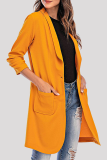 Street Solid Pocket Buttons Turn-back Collar Outerwear