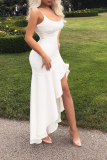 Sexy Solid Patchwork Spaghetti Strap Trumpet Mermaid Dresses