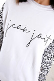 Fall/winter contrast color leopard print crew neck pullover sweater