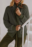 Solid Patchwork Buckle Mandarin Collar Outerwear