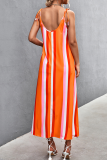 Casual Striped Patchwork Spaghetti Strap Straight Dresses