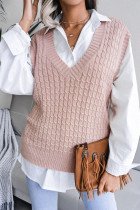 Fashion Casual Solid Patchwork V Neck Tops